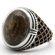 Joyería turca Anillo para hombre Piedra grande Bronce natural Piedra gris Plata de ley 925 Oro rosa Anillo de plata para hombre con piedra - malaquita tienda 36