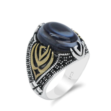 Anillo Vintage para hombre con piedra de ágata, Plata de Ley 925, anillo de piedras preciosas naturales de mal de ojo, joyería preciosa para mujer, fiesta de boda Anillo Vintage para hombre con piedra de ágata, Plata de Ley 925, anillo de piedras preciosas naturales de mal de ojo, joyería preciosa para mujer, fiesta de boda