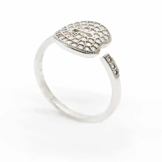 Anillo de mujer de plata 925 con circonita, malla en forma de corazón con apertura, diseño ajustable para mujer, joyería de boda, regalo fino - malaquita tienda 36