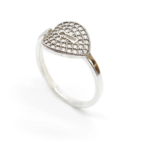 Anillo de mujer de plata 925 con circonita, malla en forma de corazón con apertura, diseño ajustable para mujer, joyería de boda, regalo fino