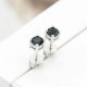 Pendientes de mujer de plata 925 con circonita negra chapada en forma redonda, pendientes de tuerca con empuje hacia atrás para mujer, regalo de joyería para el Día de San Valentín y boda - malaquita tienda 36