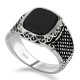 Anillo de Plata de Ley 925 para hombre, piedra natural negra cuadrada, estilo Punk Vintage, joyería de moda urbana para fiesta - malaquita tienda 36