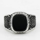 Anillo de Plata de Ley 925 para hombre, piedra natural negra cuadrada, estilo Punk Vintage, joyería de moda urbana para fiesta - malaquita tienda 36