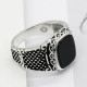 Anillo de Plata de Ley 925 para hombre, piedra natural negra cuadrada, estilo Punk Vintage, joyería de moda urbana para fiesta - malaquita tienda 36