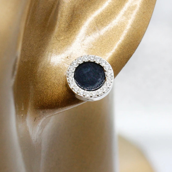 Pendientes de plata de ley 925 con dije romano elegante, aretes redondos de circón, estilo Punk Hip Pop, accesorios de fiesta, joyería - malaquita tienda 36