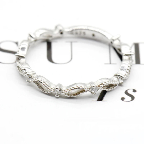 Anillos de dedo con forma trenzada geométrica de 8 palabras de la suerte de circón de Plata de Ley 925, accesorios de anillo de boda, joyería fina de compromiso - malaquita tienda 36