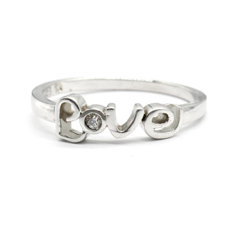 Anillo de amistad con letras "LOVE" simples de Plata de Ley 925 con circonita para mujer, anillos de boda, regalos de joyería para el Día de San Valentín