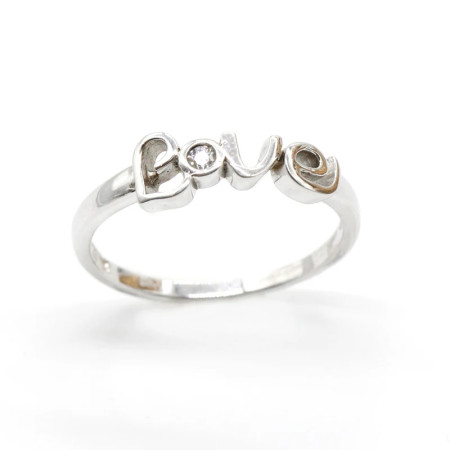 Anillo de amistad con letras "LOVE" simples de Plata de Ley 925 con circonita para mujer, anillos de boda, regalos de joyería para el Día de San Valentín