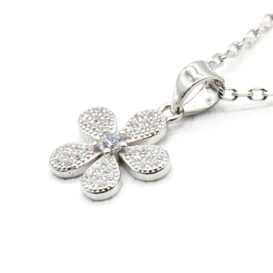 Lovely Daisy Flower 925 Silver mujeres Stud pendientes y colgantes collar conjuntos de joyas para 2019 - malaquita tienda 36