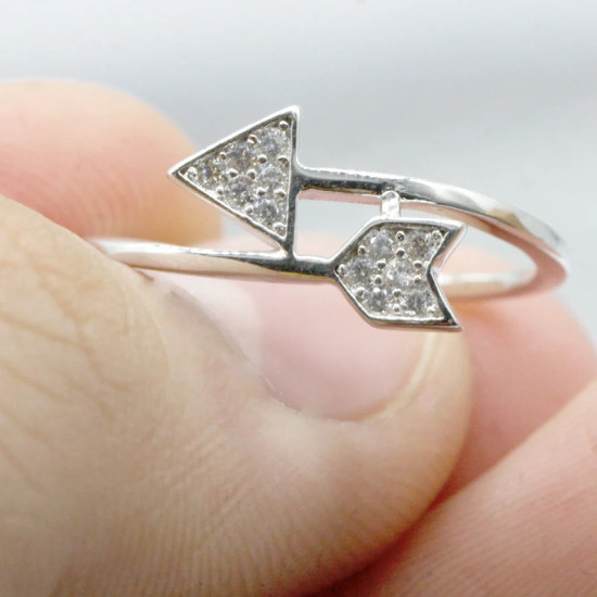 Anillo de plata Real 925 diseño de flecha Cupido anillo de joyería de circonio Vintage para mujer fiesta regalos de navidad - malaquita tienda 36