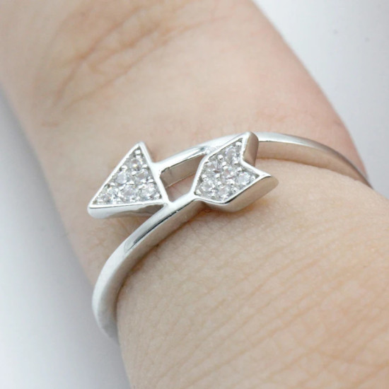 Anillo de plata Real 925 diseño de flecha Cupido anillo de joyería de circonio Vintage para mujer fiesta regalos de navidad - malaquita tienda 36