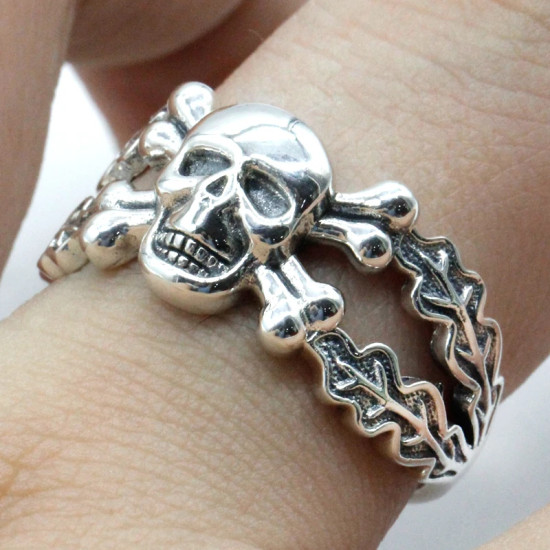 Anillo de Plata de Ley 925 para hombre y mujer, con doble hueso y hoja al lado, estilo gótico Punk, joyería de hip hop Rock para motorista - malaquita tienda 36