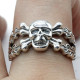 Anillo de Plata de Ley 925 para hombre y mujer, con doble hueso y hoja al lado, estilo gótico Punk, joyería de hip hop Rock para motorista - malaquita tienda 36