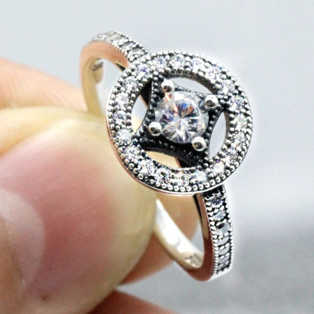 Anillo de Plata de Ley 925 para mujer, anillo de dedo clásico con circonita geométrica CZ para mujer, regalo del Día de San Valentín, anillo de boda fino