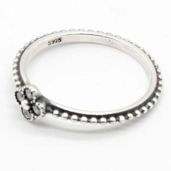 Anillo de Plata de Ley 925 para mujer, anillo de dedo de flor de circonia cúbica transparente, diseño Simple para mujer, regalo de joyería de moda - malaquita tienda 36