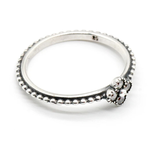 Anillo de Plata de Ley 925 para mujer, anillo de dedo de flor de circonia cúbica transparente, diseño Simple para mujer, regalo de joyería de moda - malaquita tienda 36