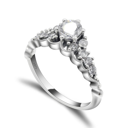 Anillos de plata esterlina 925 con forma de corona para mujer, joyería de reina de circonita transparente, estilo romántico para mujer, anillo de boda de fiesta Anillos de plata esterlina 925 con forma de corona para mujer, joyería de reina de circonita transparente, estilo romántico para mujer, anillo de boda de fiesta