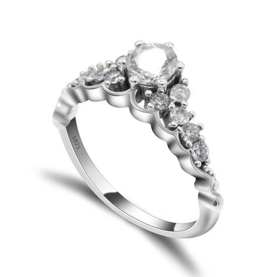 Anillos de plata esterlina 925 con forma de corona para mujer, joyería de reina de circonita transparente, estilo romántico para mujer, anillo de boda de fiesta - malaquita tienda 36