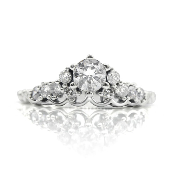 Anillos de plata esterlina 925 con forma de corona para mujer, joyería de reina de circonita transparente, estilo romántico para mujer, anillo de boda de fiesta - malaquita tienda 36