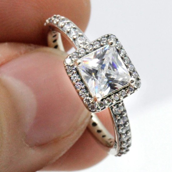 Anillo de Plata de Ley 925 para mujer, anillos de dedo elegantes con circonita deslumbrante para mujer, anillos de boda, regalo de joyería de moda - malaquita tienda 36