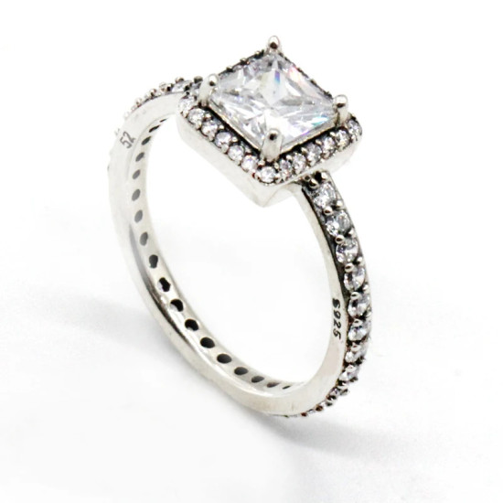 Anillo de Plata de Ley 925 para mujer, anillos de dedo elegantes con circonita deslumbrante para mujer, anillos de boda, regalo de joyería de moda - malaquita tienda 36