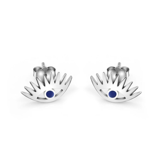 Pendientes tipo botón de plata fina 925, ojos hermosos, pendientes de circón AAA azul para mujer, joyería de boda, regalo del Día de San Valentín - malaquita tienda 36