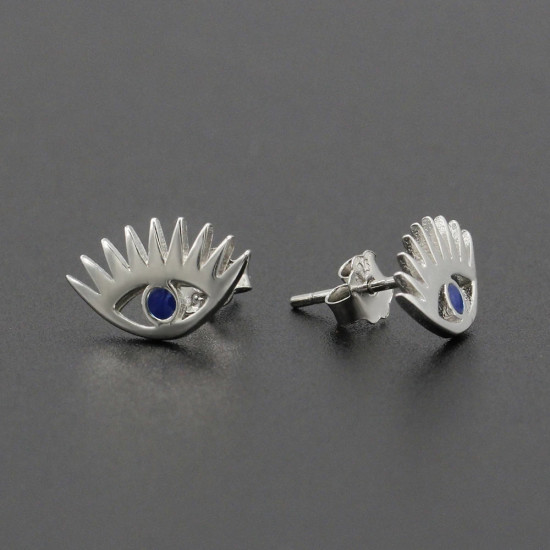 Pendientes tipo botón de plata fina 925, ojos hermosos, pendientes de circón AAA azul para mujer, joyería de boda, regalo del Día de San Valentín - malaquita tienda 36