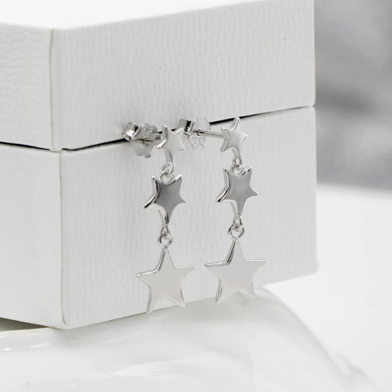 Pendientes de Estrellas de Plata de Ley 925 para mujer y niña, aretes de cinco estrellas, joyería Coreana de moda para mujer, regalo de San Valentín para boda - malaquita tienda 36
