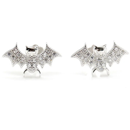 Pendientes de tuerca de Plata de Ley 925 para mujer y niña, joyería de Animal bonito, pequeño murciélago, CZ, regalo de San Valentín Pendientes de tuerca de Plata de Ley 925 para mujer y niña, joyería de Animal bonito, pequeño murciélago, CZ, regalo de San Valentín