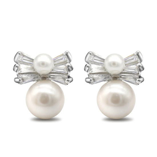 Pendientes de perlas de Plata de Ley 925 con circonita AAA para mujer, joyería de boda, regalo de San Valentín - malaquita tienda 36
