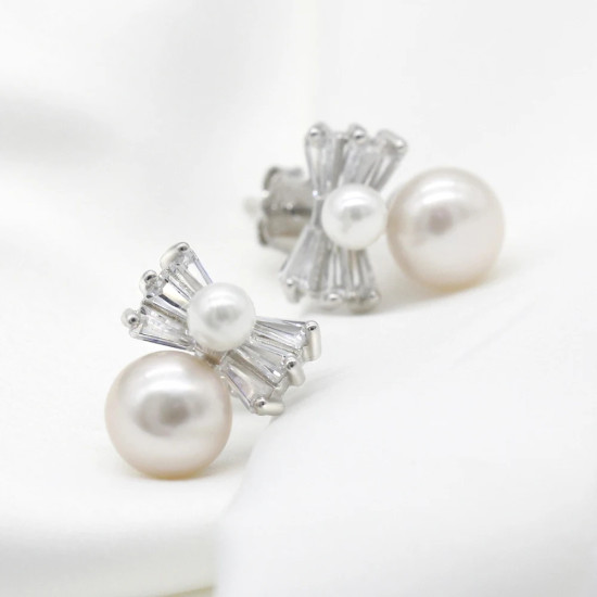 Pendientes de perlas de Plata de Ley 925 con circonita AAA para mujer, joyería de boda, regalo de San Valentín - malaquita tienda 36