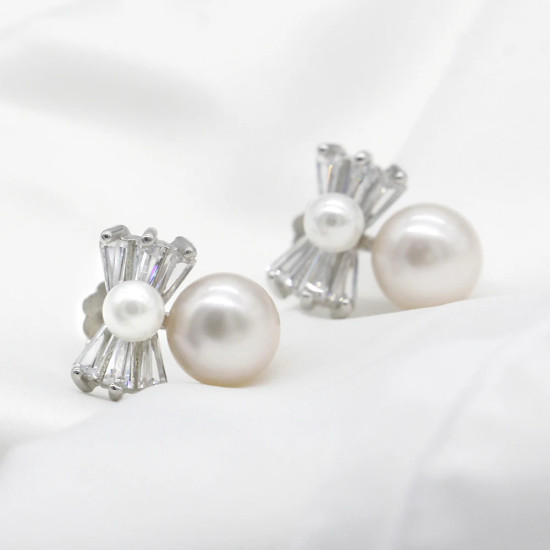 Pendientes de perlas de Plata de Ley 925 con circonita AAA para mujer, joyería de boda, regalo de San Valentín - malaquita tienda 36