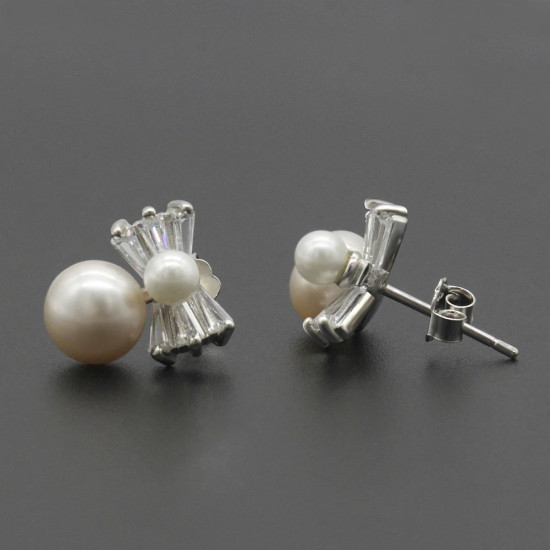 Pendientes de perlas de Plata de Ley 925 con circonita AAA para mujer, joyería de boda, regalo de San Valentín - malaquita tienda 36