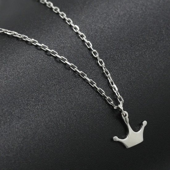 Collar de plata de ley 925 para mujer, elegante cadena hasta la clavícula, corona de príncipe princesa, joyería de moda, regalo del Día de San Valentín - malaquita tienda 36
