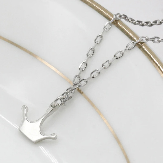 Collar de plata de ley 925 para mujer, elegante cadena hasta la clavícula, corona de príncipe princesa, joyería de moda, regalo del Día de San Valentín - malaquita tienda 36