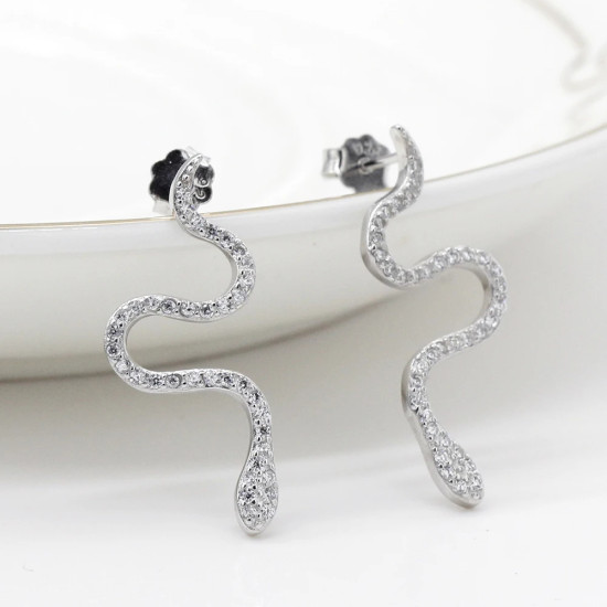 Pendientes de tuerca de plata esterlina 925 para mujer, aretes transparentes de serpiente giratoria, joyería especial de moda para mujer, regalo de fiesta para amantes - malaquita tienda 36