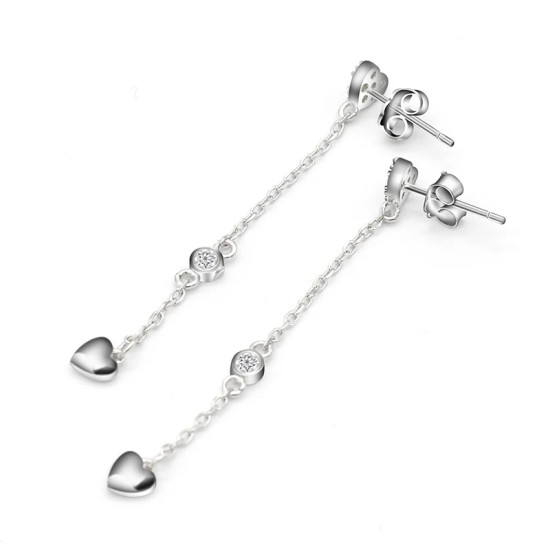 Pendientes de plata 925 con cadena de corazón, pendientes coreanos de moda, joyería para mujeres y niñas, regalo de boda para el Día de San Valentín - malaquita tienda 36