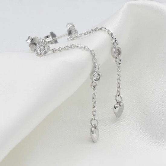 Pendientes de plata 925 con cadena de corazón, pendientes coreanos de moda, joyería para mujeres y niñas, regalo de boda para el Día de San Valentín - malaquita tienda 36