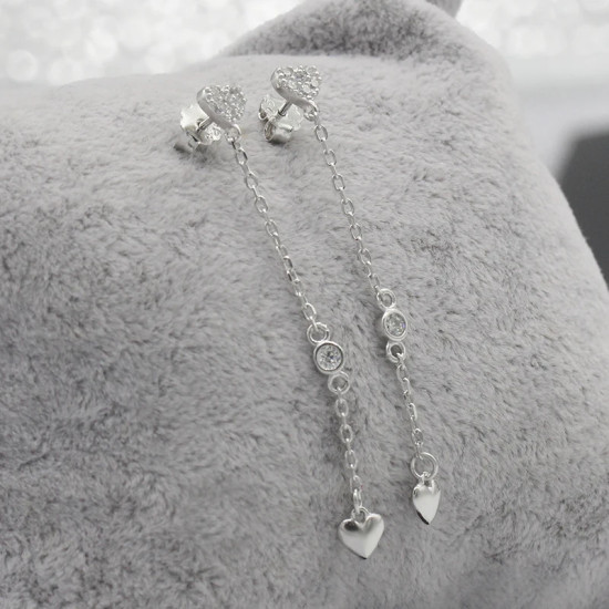 Pendientes de plata 925 con cadena de corazón, pendientes coreanos de moda, joyería para mujeres y niñas, regalo de boda para el Día de San Valentín - malaquita tienda 36