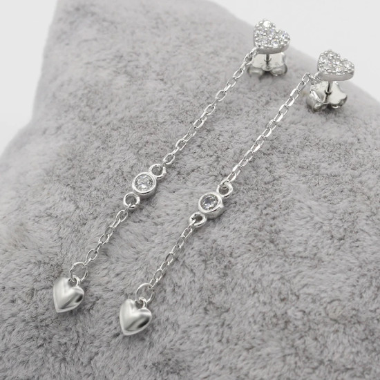 Pendientes de plata 925 con cadena de corazón, pendientes coreanos de moda, joyería para mujeres y niñas, regalo de boda para el Día de San Valentín - malaquita tienda 36