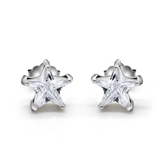 Pendientes de plata esterlina 925 para mujer, aretes de tuerca con diseño único de estrellas brillantes, joyería de moda para boda/fiesta - malaquita tienda 36