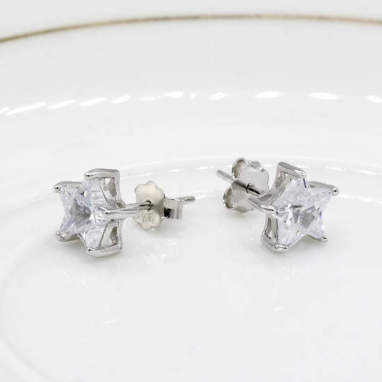 Pendientes de plata esterlina 925 para mujer, aretes de tuerca con diseño único de estrellas brillantes, joyería de moda para boda/fiesta - malaquita tienda 36