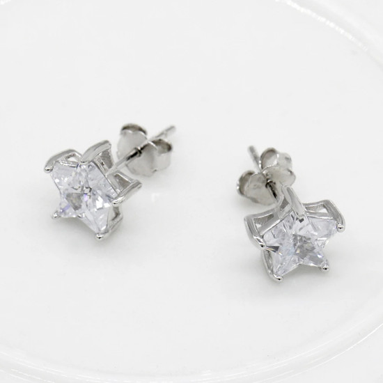 Pendientes de plata esterlina 925 para mujer, aretes de tuerca con diseño único de estrellas brillantes, joyería de moda para boda/fiesta - malaquita tienda 36