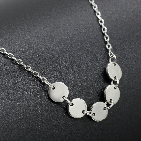 Cadena de círculos redondos de Plata de Ley 925 para mujer, elegante collar de clavícula, joyería de moda para boda, regalo del Día de San Valentín - malaquita tienda 36