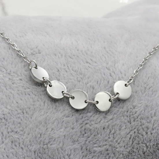 Cadena de círculos redondos de Plata de Ley 925 para mujer, elegante collar de clavícula, joyería de moda para boda, regalo del Día de San Valentín - malaquita tienda 36