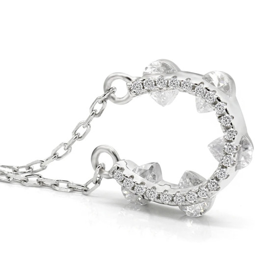 Collar con colgante de circón de Plata de Ley 925, collar de medio círculo con circonita transparente, cadena de estilo clásico para mujer, regalo de joyería de boda - malaquita tienda 36