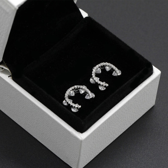 Pendientes de plata de ley 925 con forma de herradura con pendientes transparentes CZ para mujeres 2019 joyería de moda - malaquita tienda 36