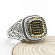 Anillo de Plata de Ley 925 con circonita negra para hombre, sortija cuadrada, Vintage, Punk, diseño hueco, joyería de moda - malaquita tienda 36