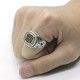 Anillo de Plata de Ley 925 con circonita negra para hombre, sortija cuadrada, Vintage, Punk, diseño hueco, joyería de moda - malaquita tienda 36