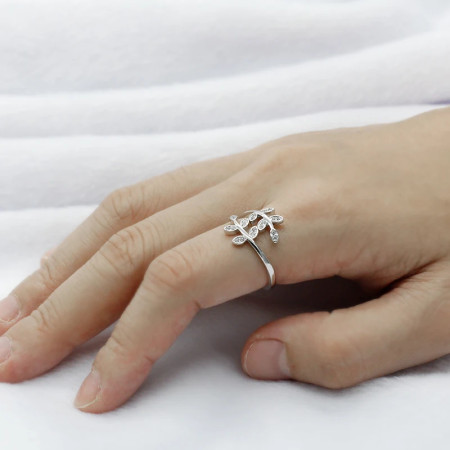 Anillo abierto con forma de hojas ajustable, joyería bonita de amor a la moda para mujeres, regalos para niñas y niños, anillos de boda